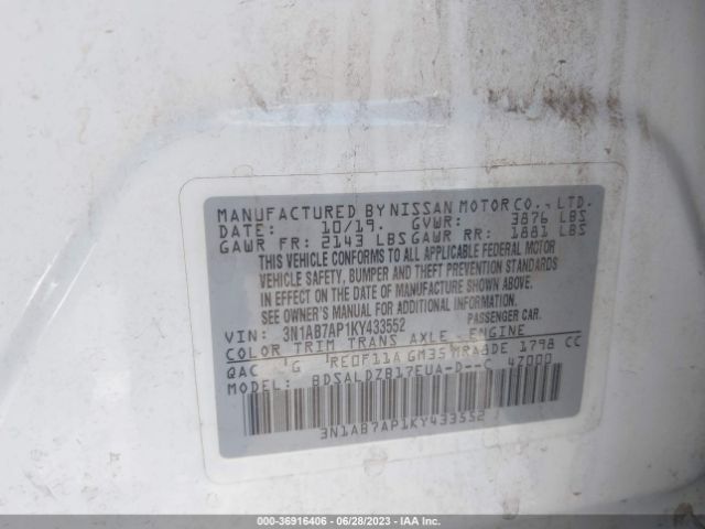 3N1AB7AP1KY433552 Nissan SENTRA SV