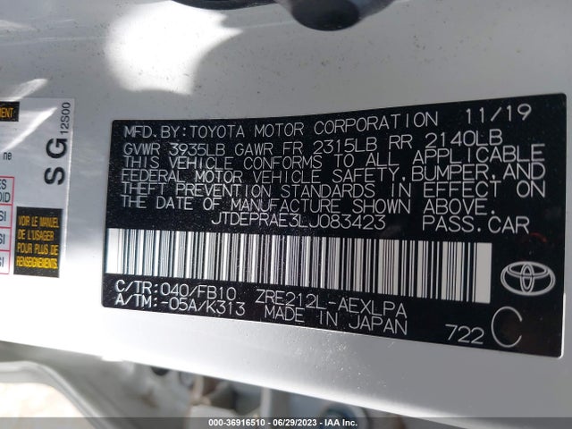 Toyota COROLLA LE 2020 JTDEPRAE3LJ083423 Image 16
