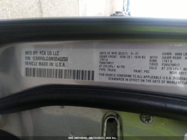 RAM 1500 Classic Slt/warlock 2021 1C6RR6LG0MS540250 Image 16