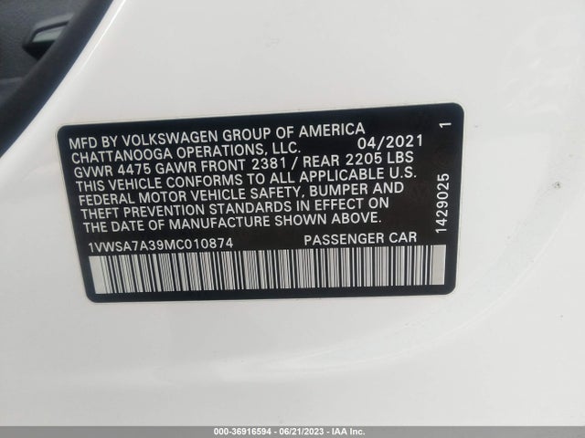 1VWSA7A39MC010874 Volkswagen Passat 2.0t Se