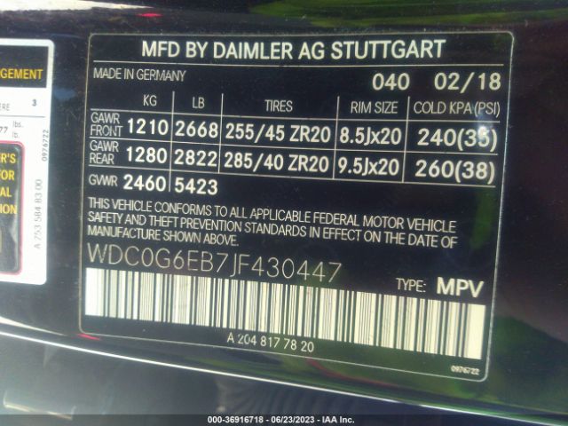 WDC0G6EB7JF430447 Mercedes-Benz Glc Amg Glc 43