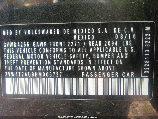 3VW4T7AU9HM006727 Volkswagen GOLF GTI S
