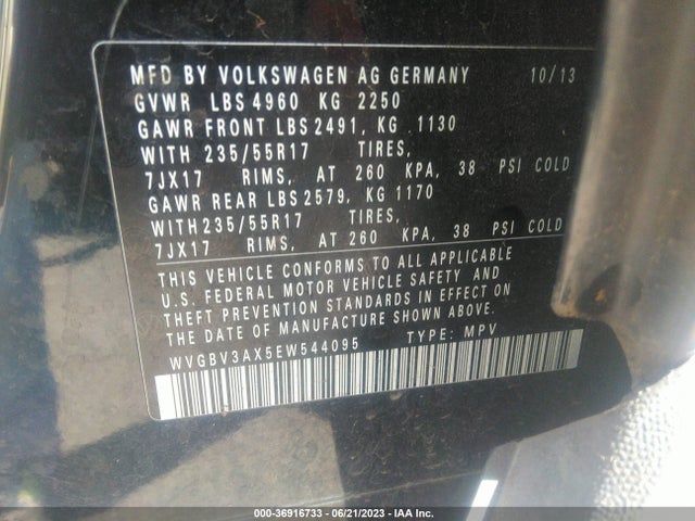 WVGBV3AX5EW544095 Volkswagen TIGUAN SE