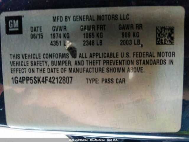 1G4PP5SK4F4212807 Buick Verano