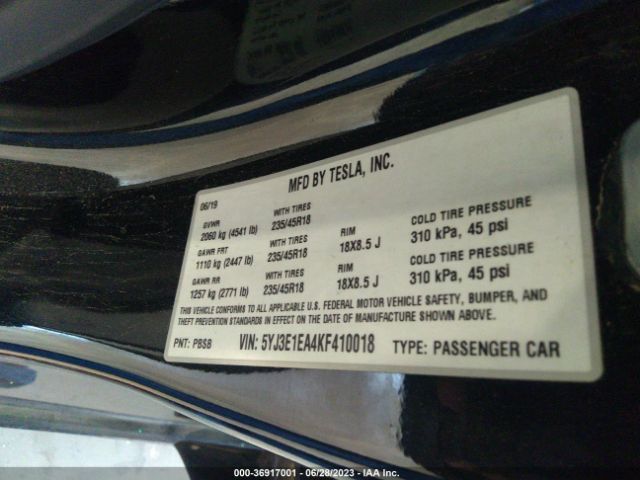5YJ3E1EA4KF410018 Tesla Model 3 Standard Range
