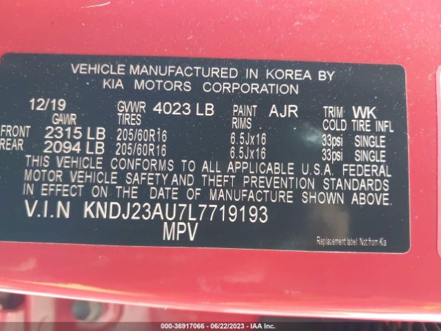 KNDJ23AU7L7719193 KIA SOUL S