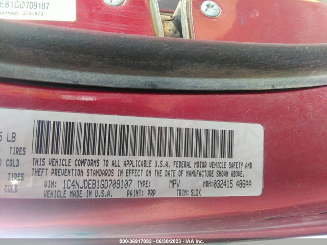 1C4NJDEB1GD709107 Jeep Compass High Altitude Edition