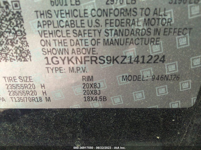 1GYKNFRS9KZ141224 Cadillac Xt5 Premium Luxury Awd