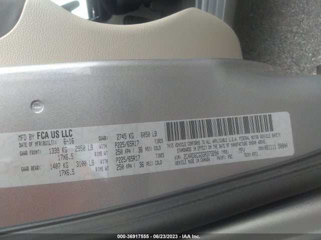 Dodge Grand Caravan Sxt 2016 2C4RDGCG2GR373294 Image 9