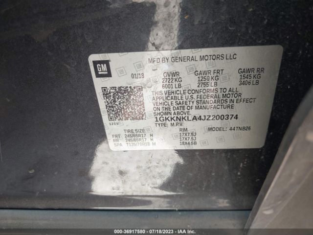 1GKKNKLA4JZ200374 GMC ACADIA SLE