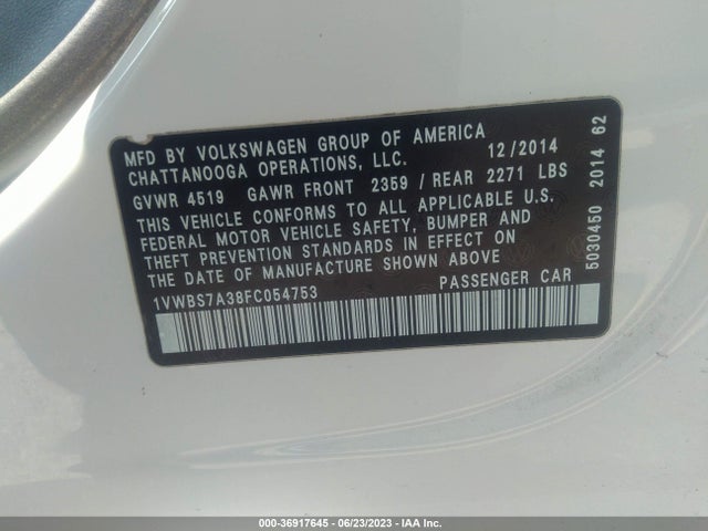 1VWBS7A38FC054753 Volkswagen Passat 1.8t Sport