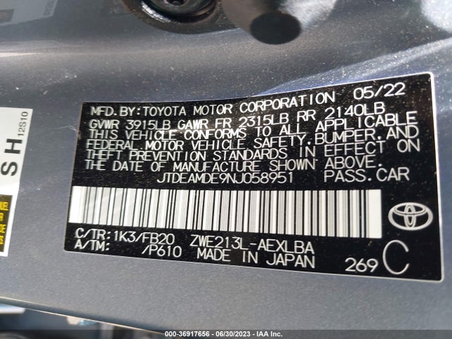 Toyota Corolla Hybrid Le 2022 JTDEAMDE9NJ058951 Image 14