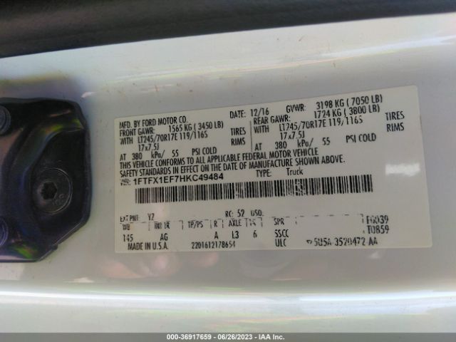 1FTFX1EF7HKC49484 Ford F-150 Xl/xlt/lariat