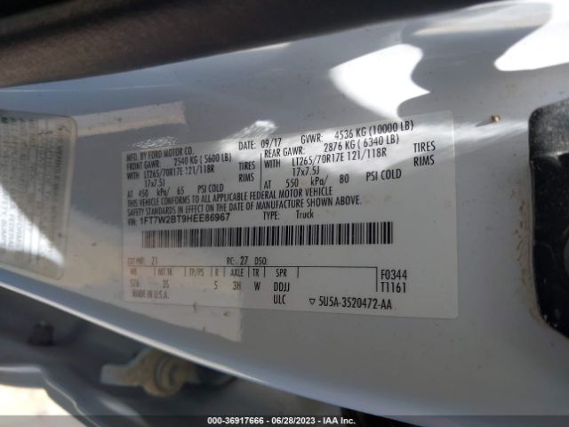 1FT7W2BT9HEE86967 Ford Super Duty F-250 Srw Lariat/platinum