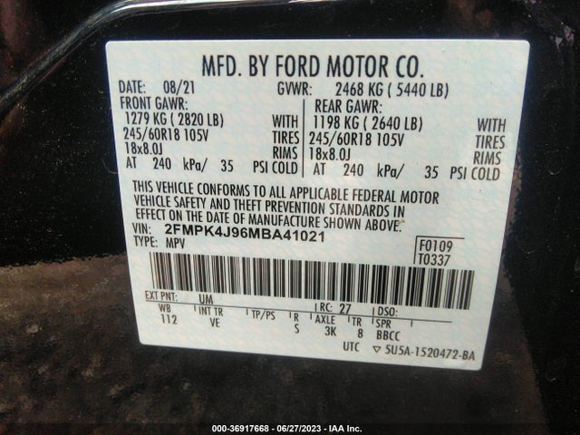 Ford Edge Sel/st-line 2021 2FMPK4J96MBA41021 Image 15