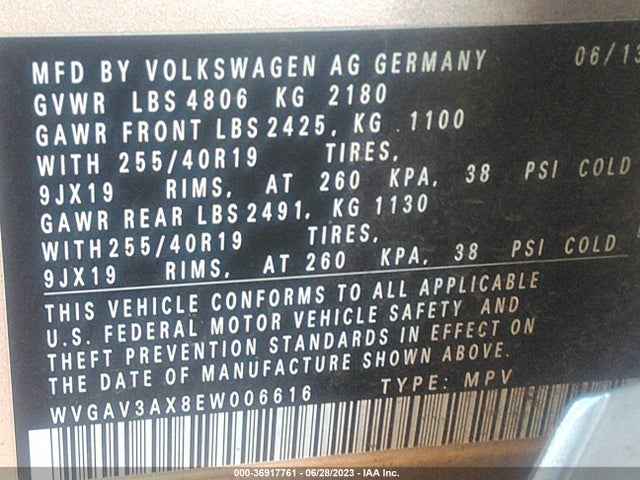 WVGAV3AX8EW006616 Volkswagen Tiguan R-line