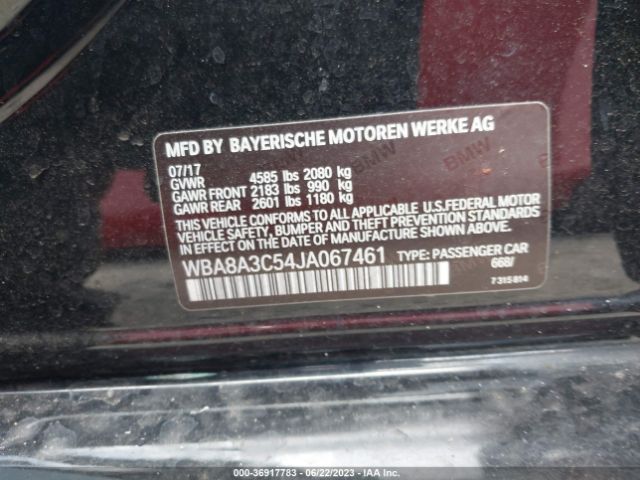 WBA8A3C54JA067461 BMW 3 Series 320i Xdrive