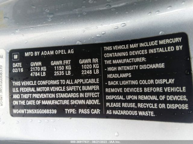 W04WT3N5XGG068339 Buick Cascada Premium