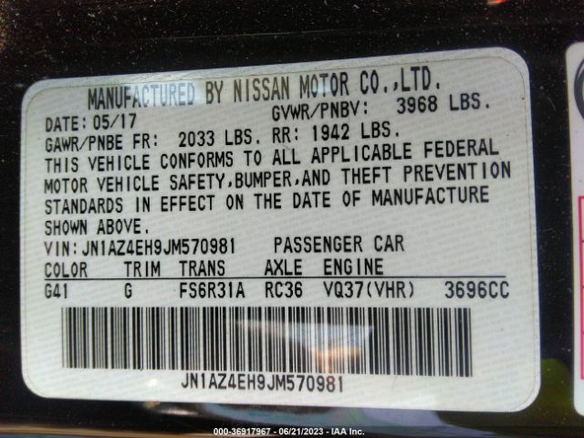 JN1AZ4EH9JM570981 Nissan 370Z COUPE
