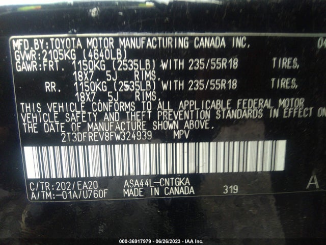 Toyota Rav4 Limited 2015 2T3DFREV8FW324939 Image 15