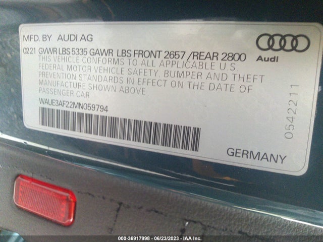 WAUE3AF22MN059794 Audi A6 Premium Plus