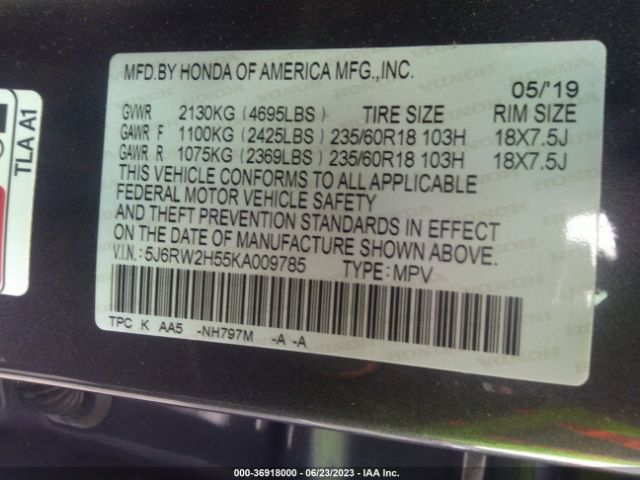 5J6RW2H55KA009785 Honda CR-V EX