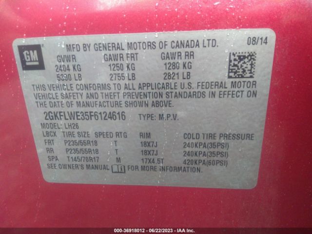 2GKFLWE35F6124616 GMC Terrain Sle