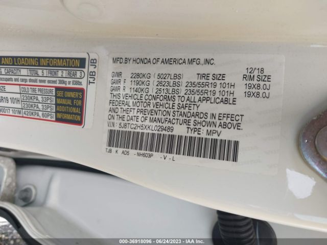 5J8TC2H5XKL029489 Acura Rdx W/technology Pkg