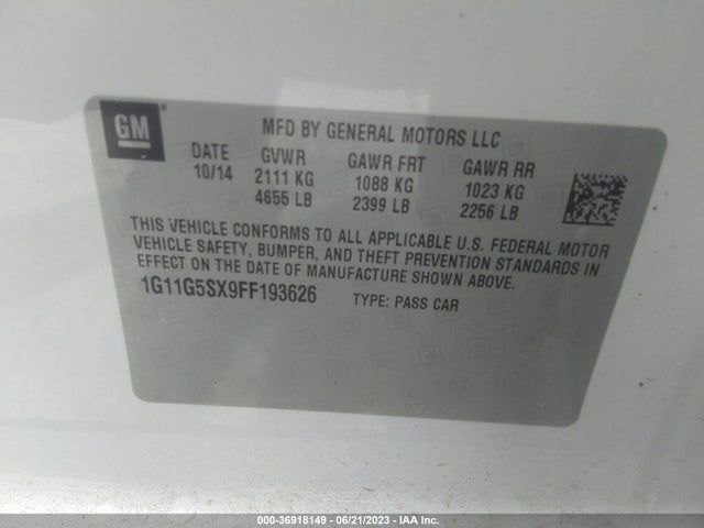 Chevrolet MALIBU LTZ 2015 1G11G5SX9FF193626 Image 10