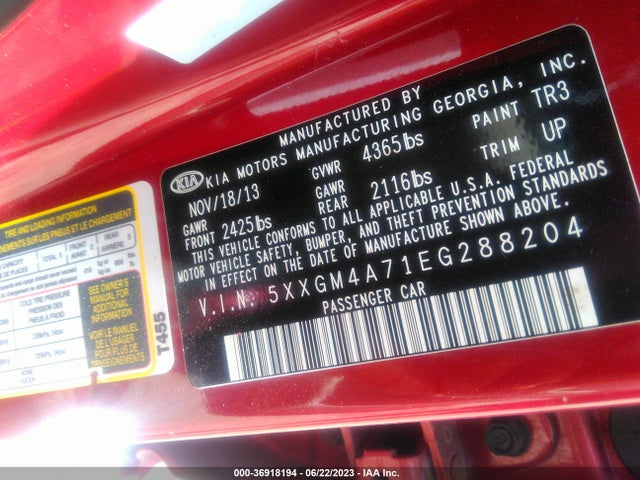 KIA Optima Lx 2014 5XXGM4A71EG288204 Image 9