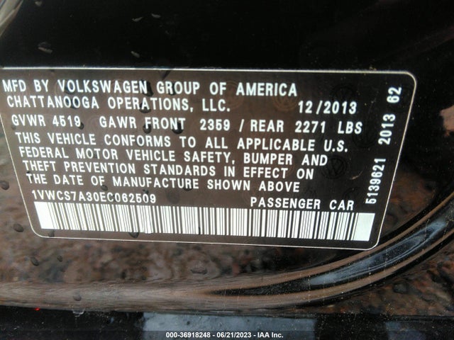 Volkswagen Passat Sel Premium 2014 1VWCS7A30EC062509 Image 9