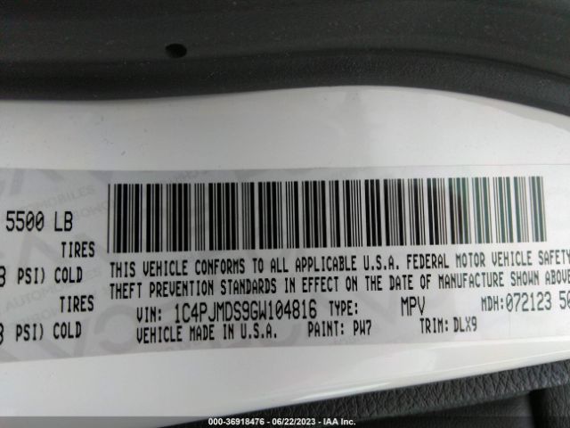 1C4PJMDS9GW104816 Jeep Cherokee Limited