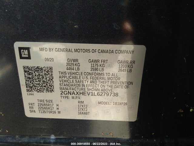 Chevrolet EQUINOX LS 2020 2GNAXHEV1L6279738 Image 9
