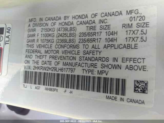 Honda CR-V LX 2020 2HKRW2H29LH617797 Image 9
