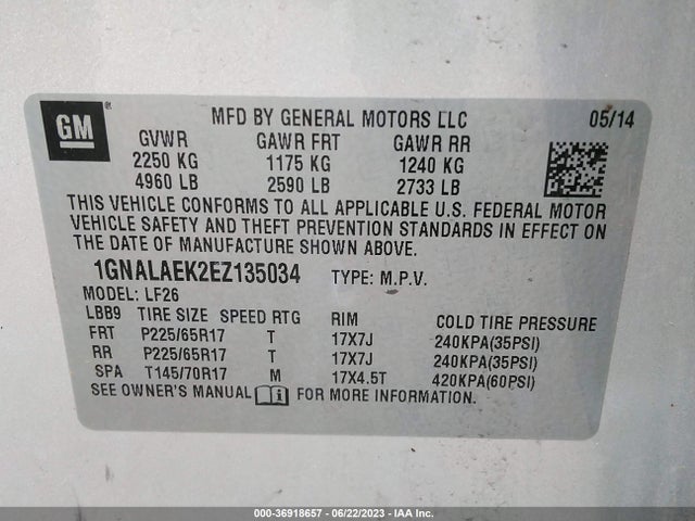 Chevrolet EQUINOX LS 2014 1GNALAEK2EZ135034 Image 9