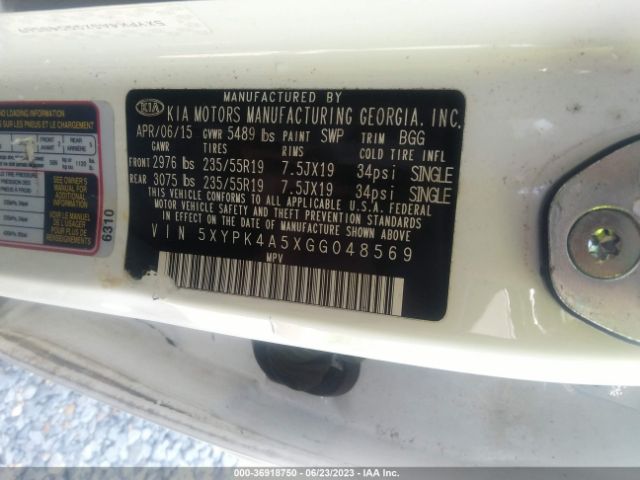 5XYPK4A5XGG048569 KIA SORENTO SX