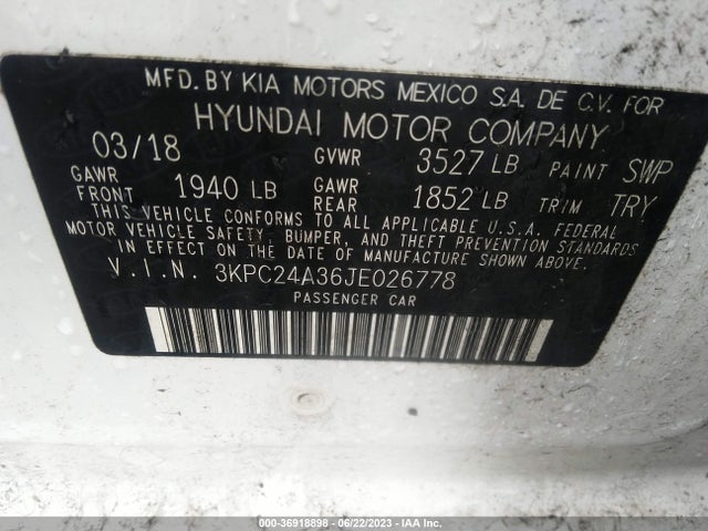 Hyundai Accent Sel 2018 3KPC24A36JE026778 Image 15