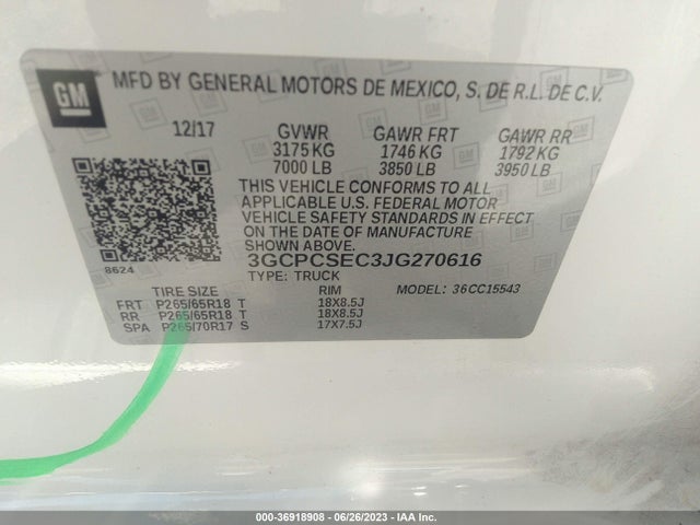 Chevrolet Silverado 1500 Ltz 2018 3GCPCSEC3JG270616 Image 9