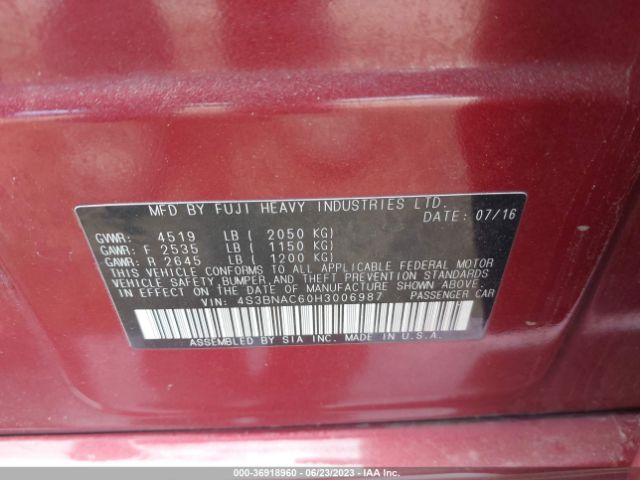 4S3BNAC60H3006987 Subaru Legacy Premium