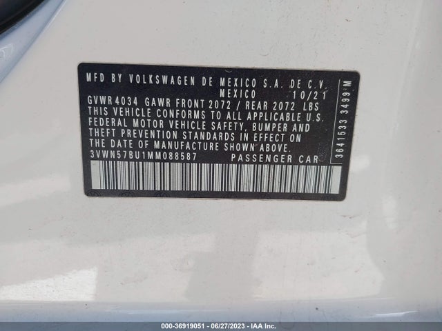 3VWN57BU1MM088587 Volkswagen Jetta S/r-line
