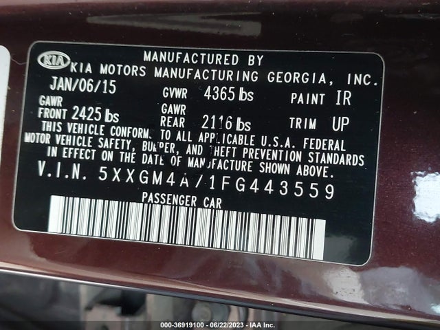 KIA Optima Lx 2015 5XXGM4A71FG443559 Image 9