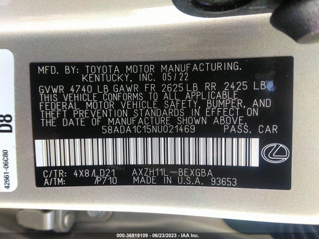 58ADA1C15NU021469 Lexus Es Es 300h