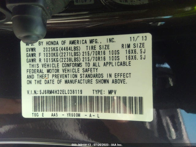 Honda CR-V LX 2014 5J6RM4H32EL038119 Image 9