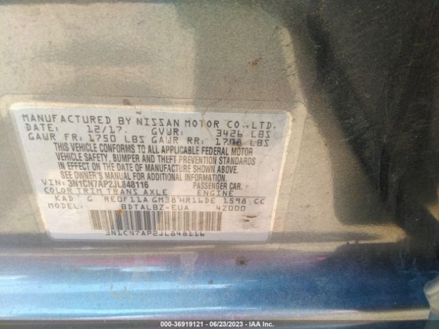 3N1CN7AP2JL848116 Nissan Versa Sedan Sv