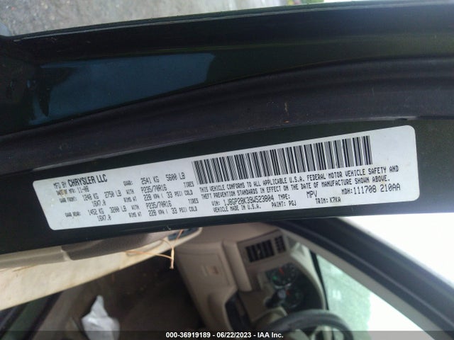 2009 JEEP LIBERTY SPORT VIN: 1J8GP28K39W523804