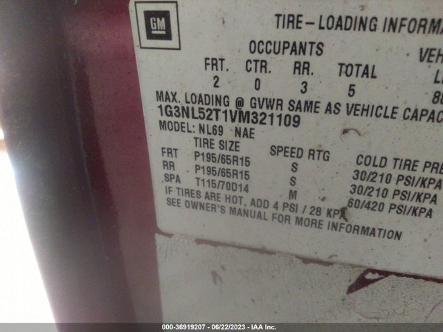 1997 OLDSMOBILE ACHIEVA SERIES I VIN: 1G3NL52T1VM321109