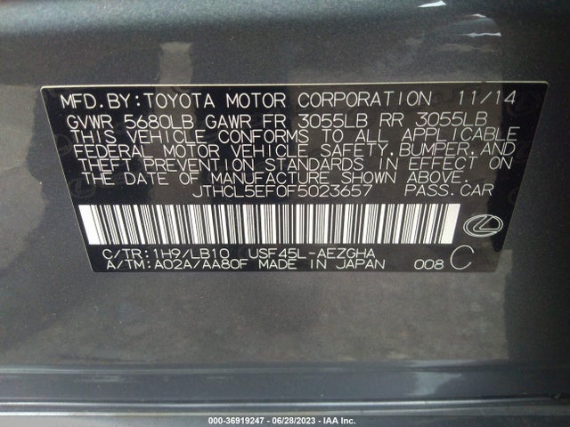 JTHCL5EF0F5023657 Lexus LS 460