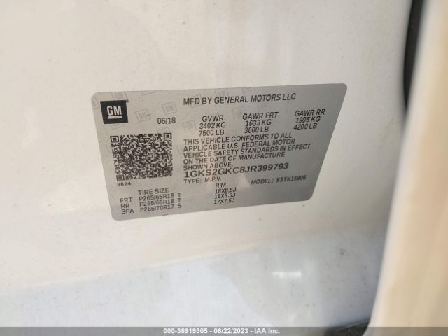 1GKS2GKC8JR399793 GMC Yukon Xl Slt