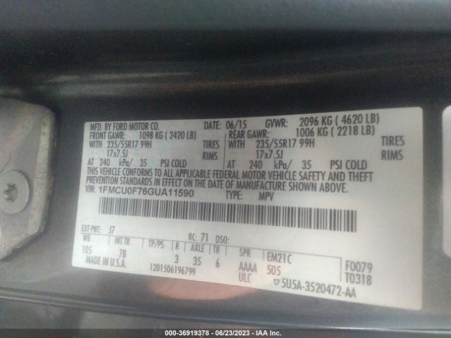 1FMCU0F76GUA11590 Ford ESCAPE S