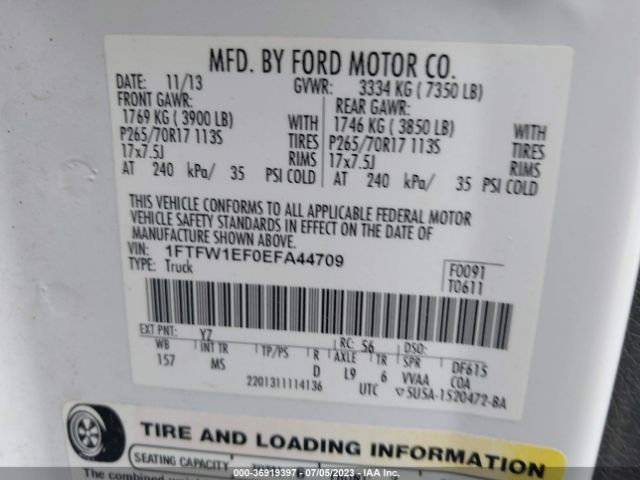 1FTFW1EF0EFA44709 Ford F-150 Xl/xlt/stx/fx4/lariat
